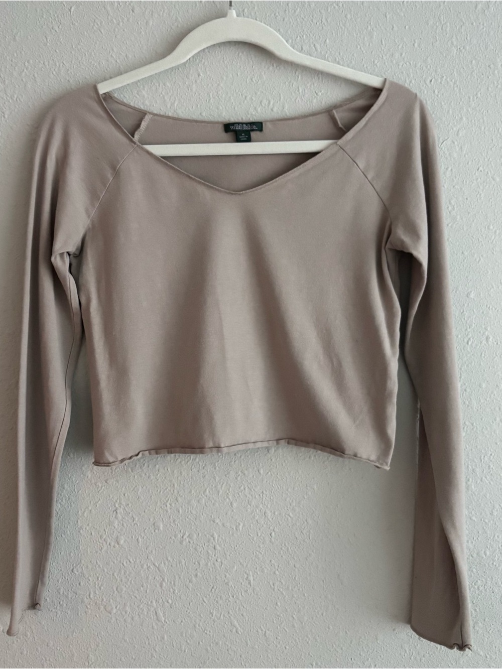 Beige Cropped Long Sleeve Top | Wild Fable Soft Minimalist Basic